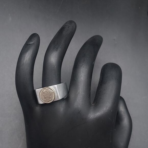 Vintage Mercury Dime Ring Size 8.5 Coin Currency Jewelry - Picture 8 of 8